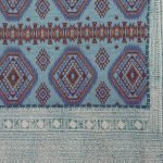 Blue Cotton Dhurrie Hand Embroidery Carpet Patio Area Rug