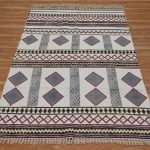 Cotton Dhurrie Hand Embroidery Carpet Lake House Area Rug