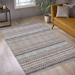 Cotton Embroidery Dhurrie Modern Bedroom Decor Area Rug