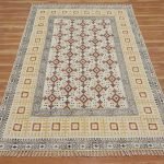 Yellow Embroidery Dhurrie Cotton Hall Carpet Patio Area Rug