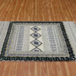 Black Embroidery Rug for Bedroom Cotton Hall Area Dhurrie