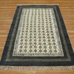 Black Cotton Rug Kitchen Carpet Embroidery Bedroom Dhurrie