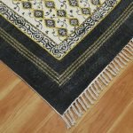 Black Cotton Rug Kitchen Carpet Embroidery Bedroom Dhurrie