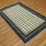 Black Cotton Rug Kitchen Carpet Embroidery Bedroom Dhurrie