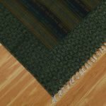 Green Cotton Dhurrie Embroidery Large Living Room Area Rug