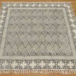 Black Cotton Dhurrie Hand Embroidery Lake House Area Rug