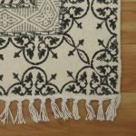 Black Cotton Dhurrie Hand Embroidery Lake House Area Rug