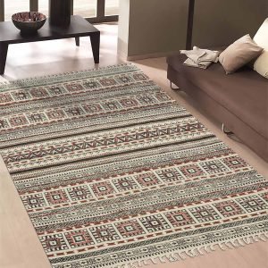 Embroidery Cotton Dhurrie For Home Hall Patio Area Rug