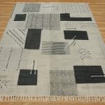 Gray Cotton Carpet Embroidery Rug Living Room Area Dhurrie