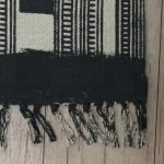 Hand Embroidered Black Cotton Dhurrie Rug