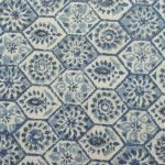 Large Area Doormat Blue Block Printed Cotton Rug