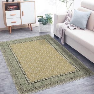 Farm House Carpet Block Printed Cotton Patio Rug