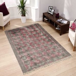 Cotton Area Rug For Farm House Carpet Block Printed