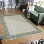 Modern Green Block Printed Garden Area Rug