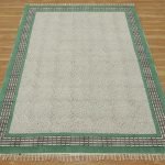 Modern Green Block Printed Garden Area Rug