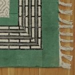 Modern Green Block Printed Garden Area Rug