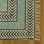 Natural Cotton Blue Dhurrie Printed Event Rug