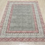 Red Cotton Bedroom Area Carpet Block Printed Patio Dhurrie