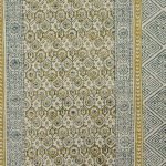 Natural Cotton Yellow Block Printed Hall Stair Area Rug