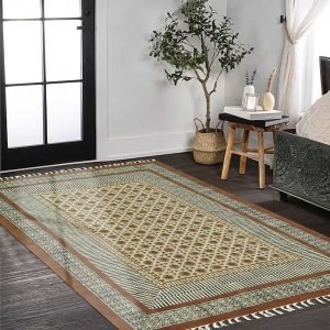 Home Décor Dhurrie Printed Brown Farm House Area Rug