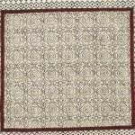 Red Cotton Rug Block Printed Dining Room Dhurrie