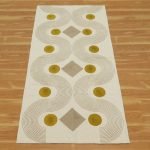 Beige Cotton Hall Area Rug Block Printed Premium Dhurrie