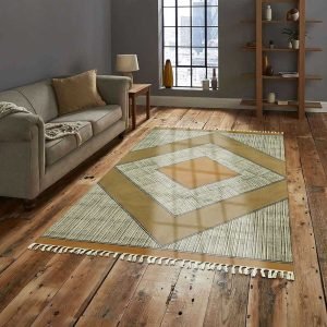 Modern Cotton Dhurrie Block Printed Hause Warm Rug