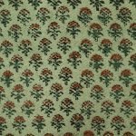 Green Cotton Hand Block Printed Bedroom Area Rug