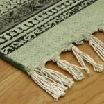 Green Cotton Hand Block Printed Bedroom Area Rug