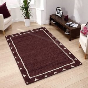 Maroon Jute Area Carpet Braided Bedroom Area Rug