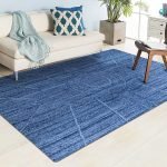 Blue Modern Jute Rug for Living Room Hand Braided Carpet