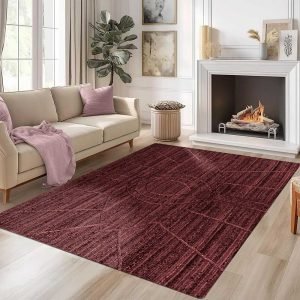 Natural Jute Maroon Carpet Hand Braided Bedroom Area Rug