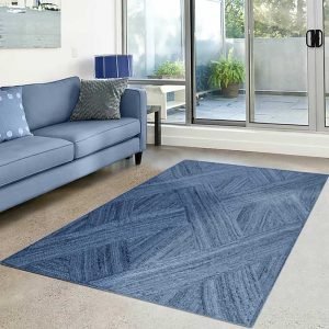 Modern Jute Carpet Braided Blue Bedroom Area Rug