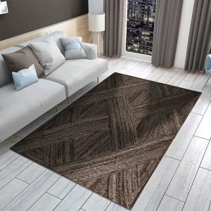 Geometric Black Jute Area Carpet Braided Bedroom Rug