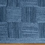 Natural Jute Rug For Home Decor Hand Braided Blue Carpet