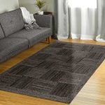 Geometric Black Jute Carpet Hand Braided Bedroom Area Rug