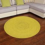 Hand Braided Yellow Jute Doormat Round Hall Carpet