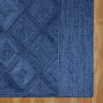 Blue Jute Carpet Hand Braided Bedroom Area Rug