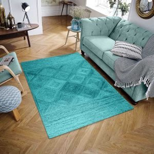 Turquoise Beautiful Carpet Hand Braided Large Hall Area Rug