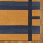 Striped Yellow Musterd Blue Hand Block Printed Kitchen Decor Rug