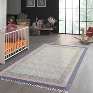 Blue Hand Block Printed Cotton Area Rug