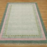 Hand Block Printed Green Cotton Rug