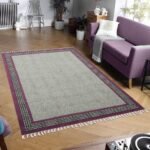 Purple Geometric Living Room Cotton Rug