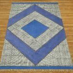 Blue Hand Block Printed Geometric Cotton Rug