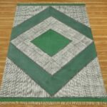 Natural Green Geometric Cotton Area Rug