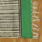 Natural Green Geometric Cotton Area Rug