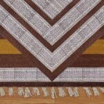 Hand Block Printed Geometric Cotton Brown Beige Interior Decor Rug