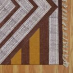 Hand Block Printed Geometric Cotton Brown Beige Interior Decor Rug