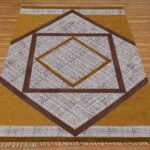 Cotton Yellow Beige Geometric Hand Block Printed Beautiful Rug