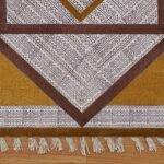 Cotton Yellow Beige Geometric Hand Block Printed Beautiful Rug